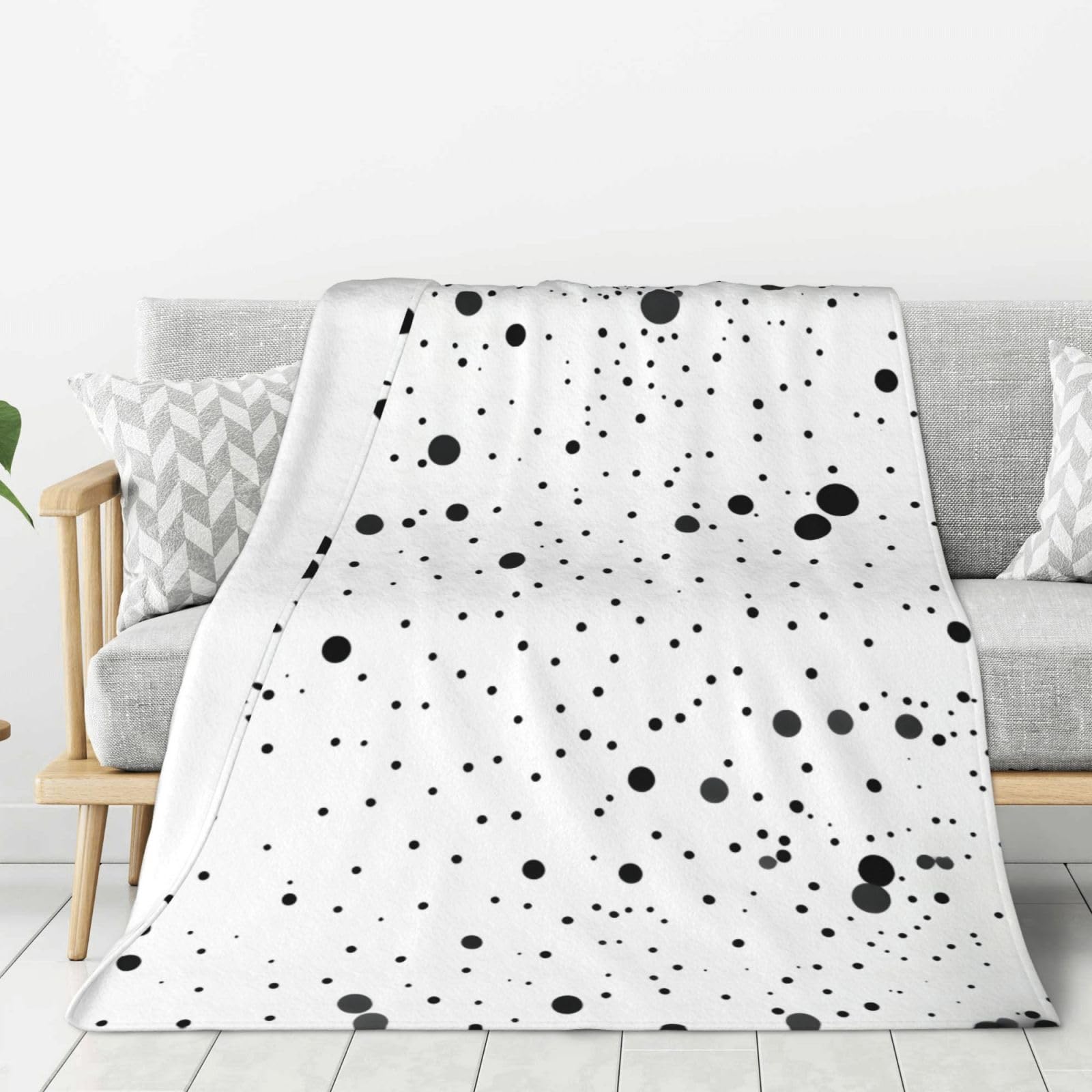 Grande couverture chaude plaid lit canapé camping à pois blancs