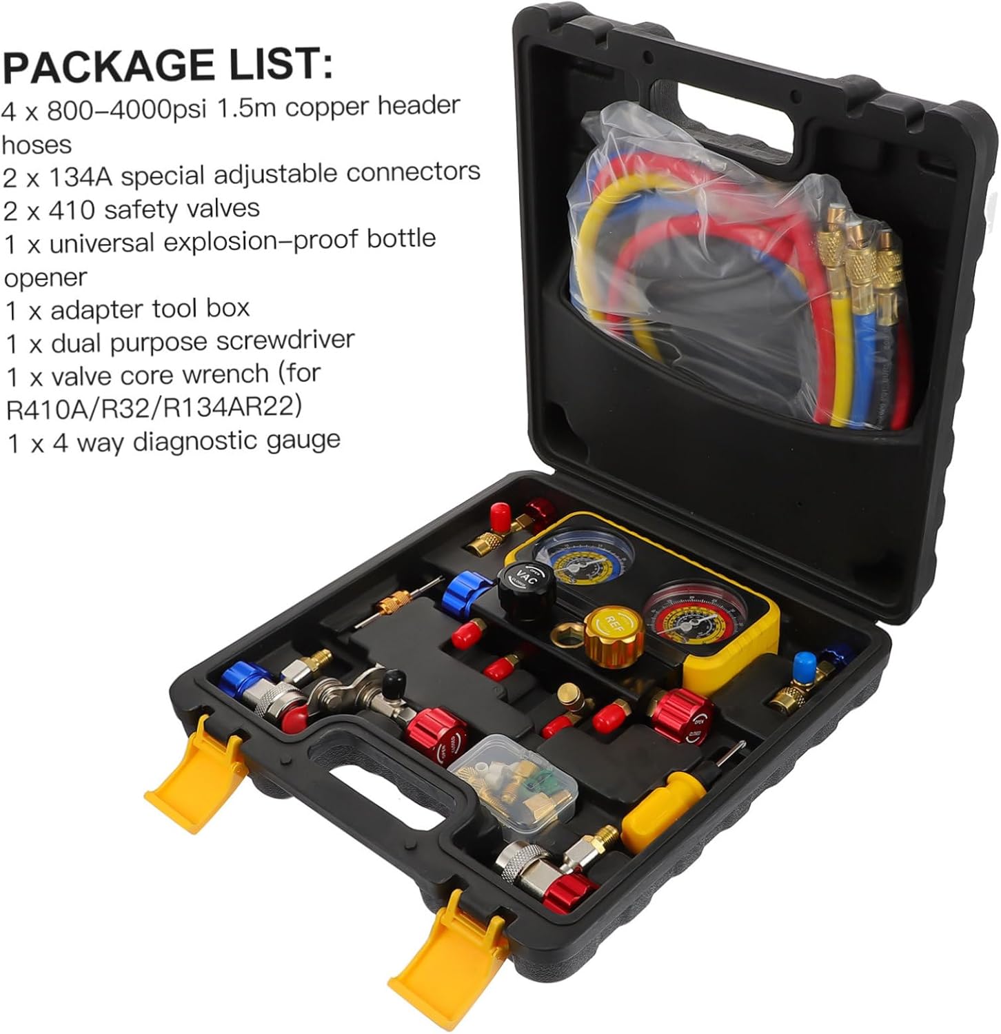 OUNONA Way Manifold Gauge Set Refrigerants Kit Diagnostic Gauge Set Fluoride Table Group Random Color