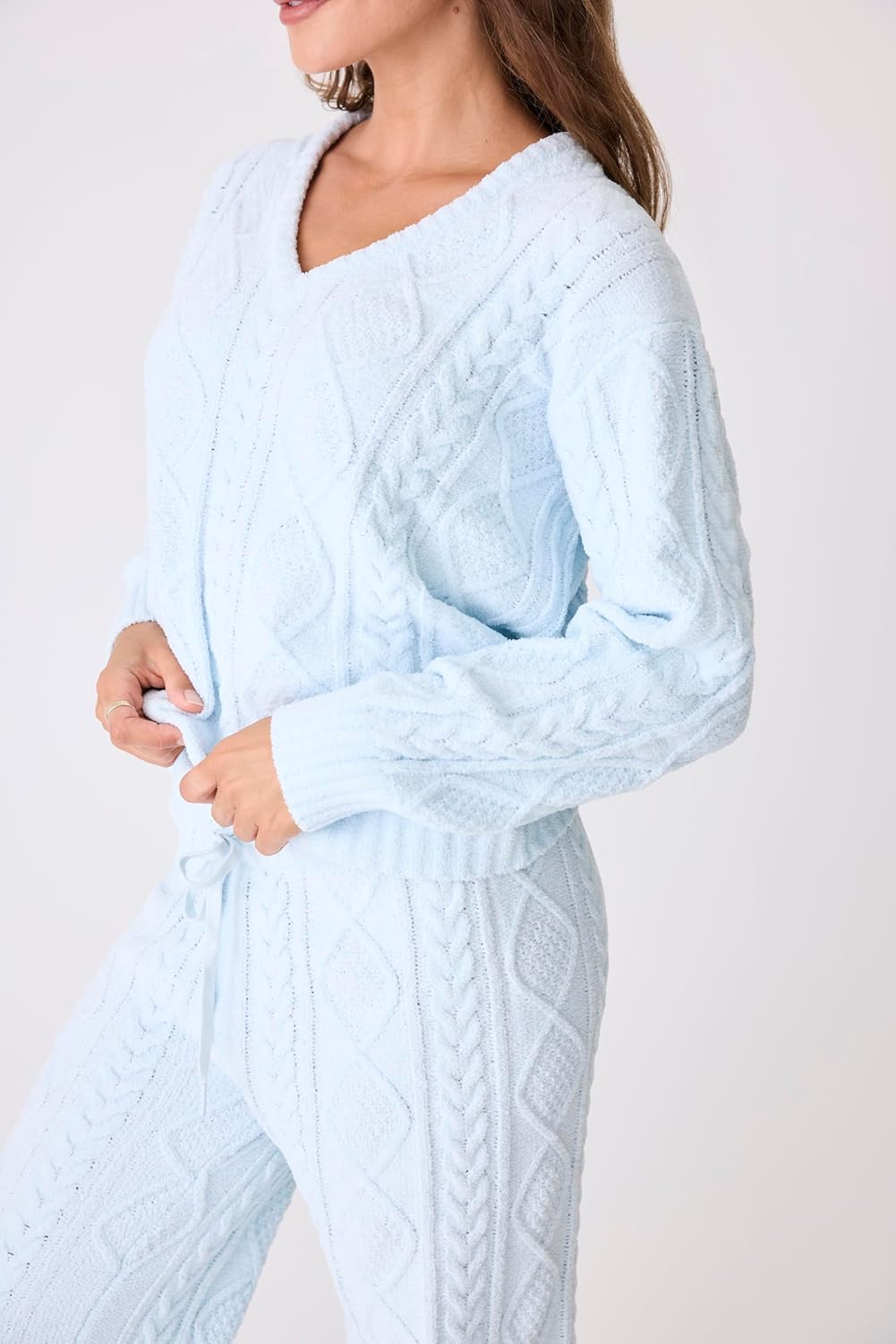 PJ Salvage Womens Cable Crew Lounge Long Sleeve Sweater Top - Image 6