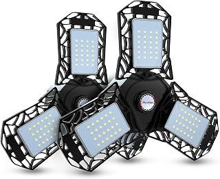 Garage Lights 2 Packs, PierShine 60W Three Panel Garage Light, 6000LM 6500K, Deformable Garage LED Light Fixture for Garage Workshop Basement Warehouse
