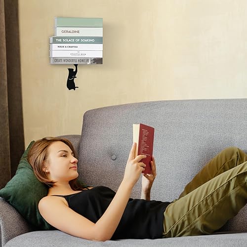 Miniatura 41 de Homakover Estanterías flotantes invisibles, organizadores de libros de alta resistencia, estantería montada en la pared, estantes de almacenamiento