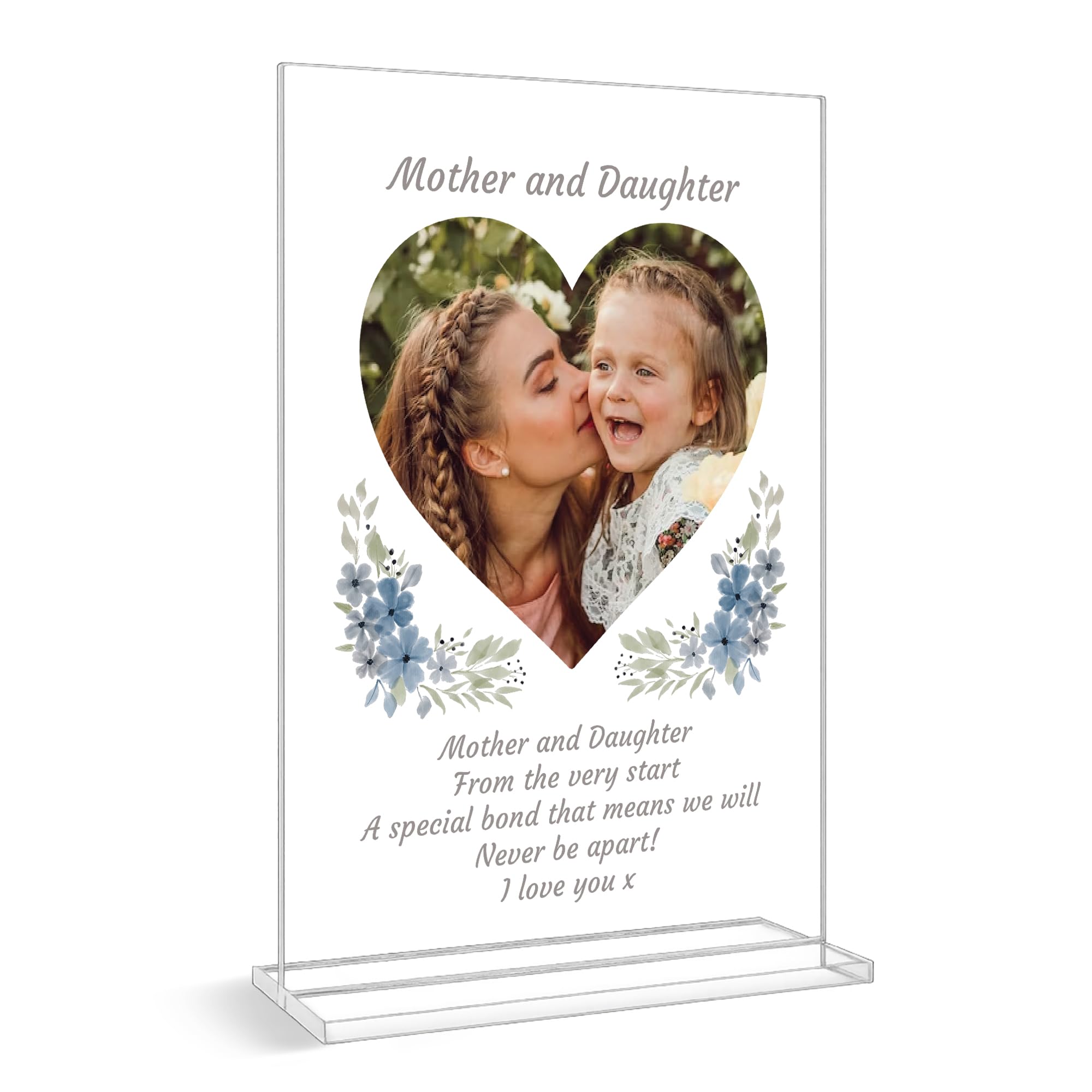Red Ocean Personalised Mother And Daughter Photo Plaque Gift - Personalised Mothers Day Gifts - Birthday Gifts For Mum or Daughter - Personalised Daughter Gifts