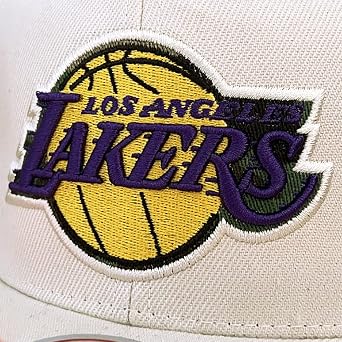 ميتشل & أمبير ؛ Ness LA Los Angeles Lakers Camo underbill Off White Snapback Cap ، قبعة قابلة للتعديل