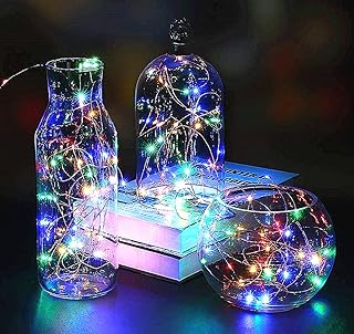 Copper Wire Lights, EONYUANGUO 2 Pack 10M 33ft 100 LED Copper Wire Fairy Lights Battery Operated with 8 Mode Remote Waterproof Starry Fairy Lights for Indoor Outdoor Decoration (Muticolor)
