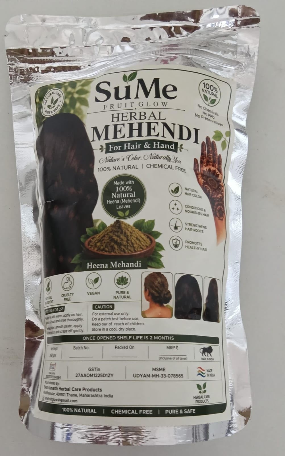 SuMe Fruit Glow Herbal Mehendi for Hair & Hand, 100% Natural | Chemical Free, Conditions & Nourishes Hair, Strengthens Hair Roots, Cruelty Free & Vegan, No PPD or Preservatives-picture-56