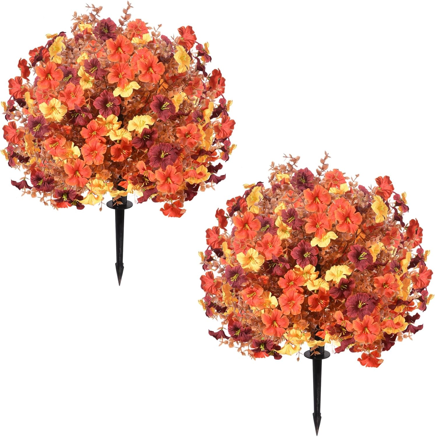 2PCS Artificial Flowers Outdoor Topiary Balls, Fake Plants for Patio Decor