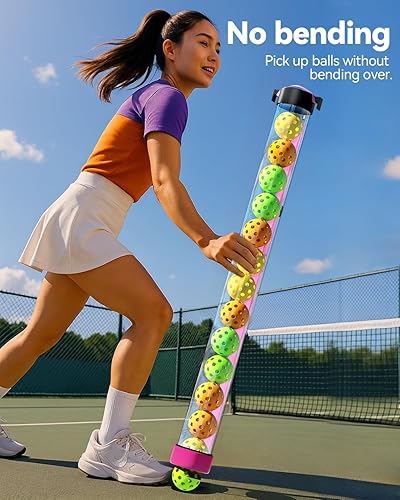 Miniatura 3 de Pickleball Tube Ball Pickup  Retriever tiene capacidad para 14 bolas, selector de tubos de policarbonato superior con cubierta protectora de