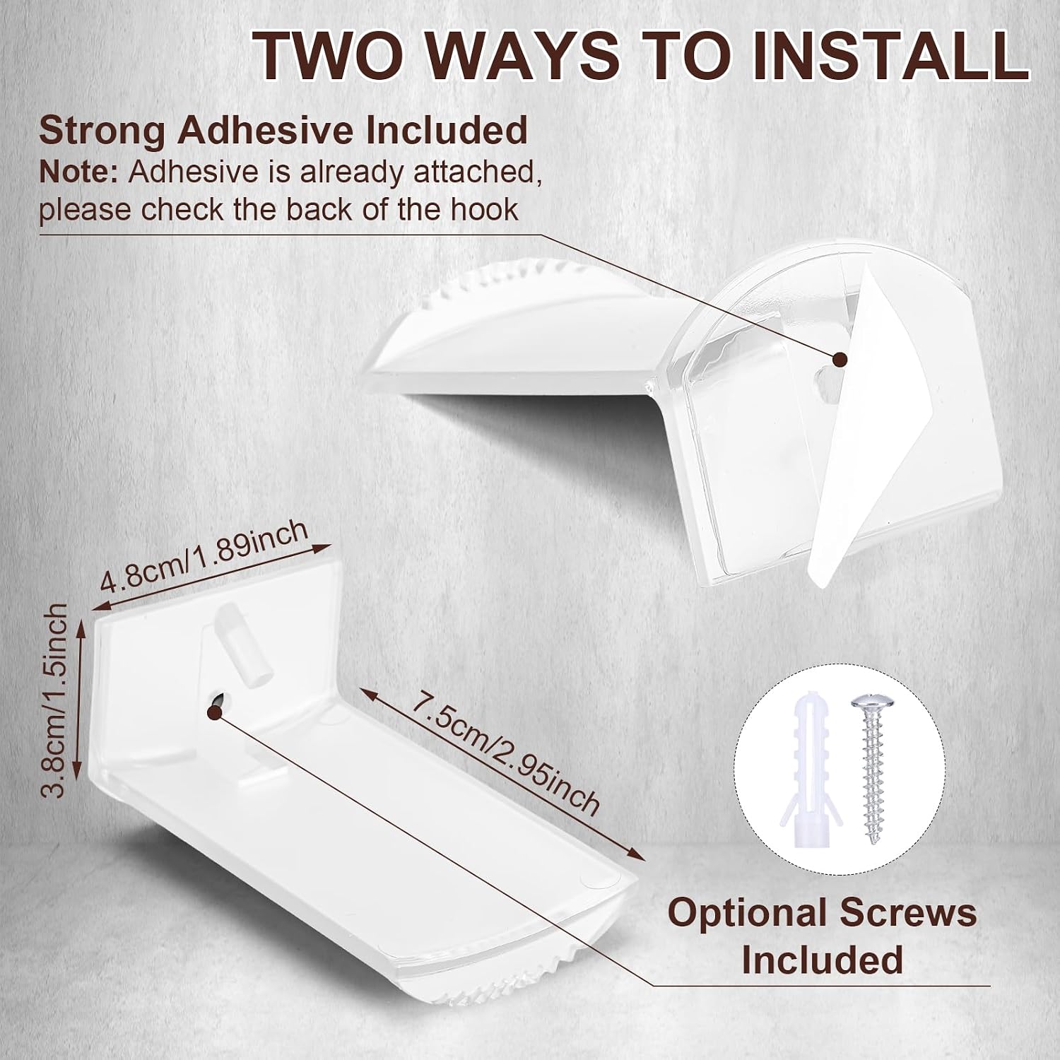 Dntorx 2.9 Inch Hat Hooks for Wall, 8 Pack Cowboy Hat Holder Wide Brimmed Hat Rack Organizer Strong Adhesive Cowboy Hat Hangers Storage Wall Mount for Cowboy, Sun Hats, Baseball Caps (Clear) thumbnail