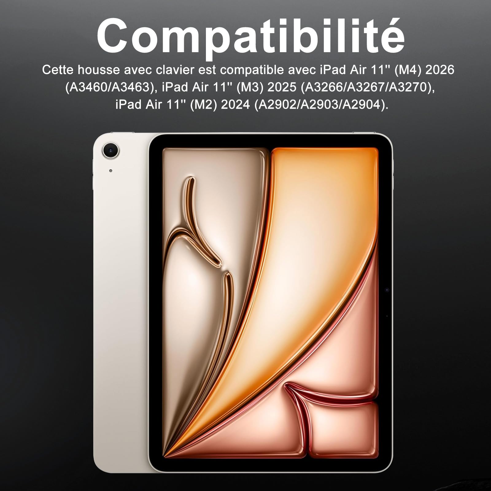 Clavier Magnétique pour iPad Air 11 Pouces M4, M3, M2 (2026/2025/2024)