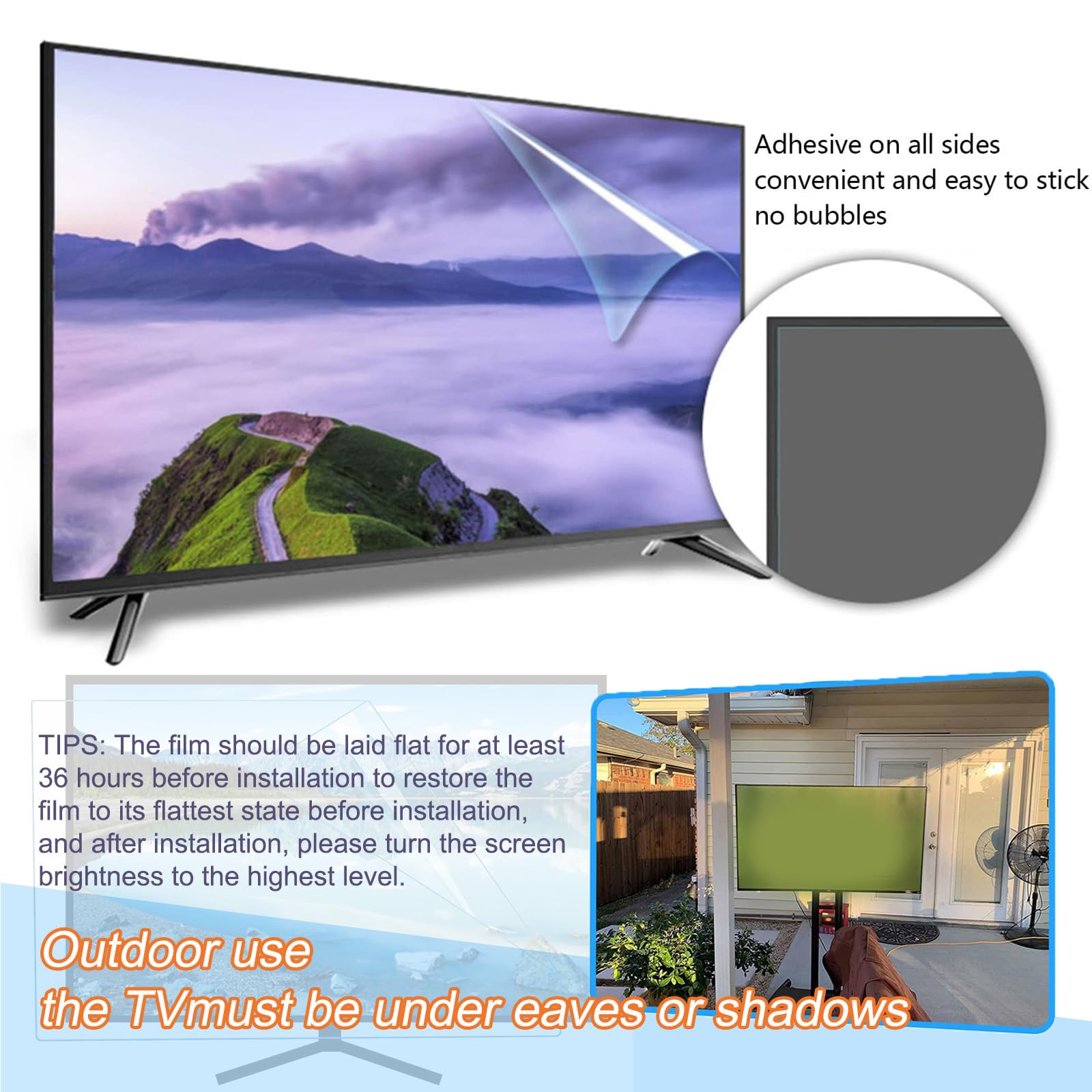 Protezione per Schermo TV Anti-Riflesso da 50 Pollici con Finitura Opaca Blocca UV E Luce Blu, Riduce Riflessi E Scudo Antipolvere per LCD LED HDTV,50inch(1095x616mm)