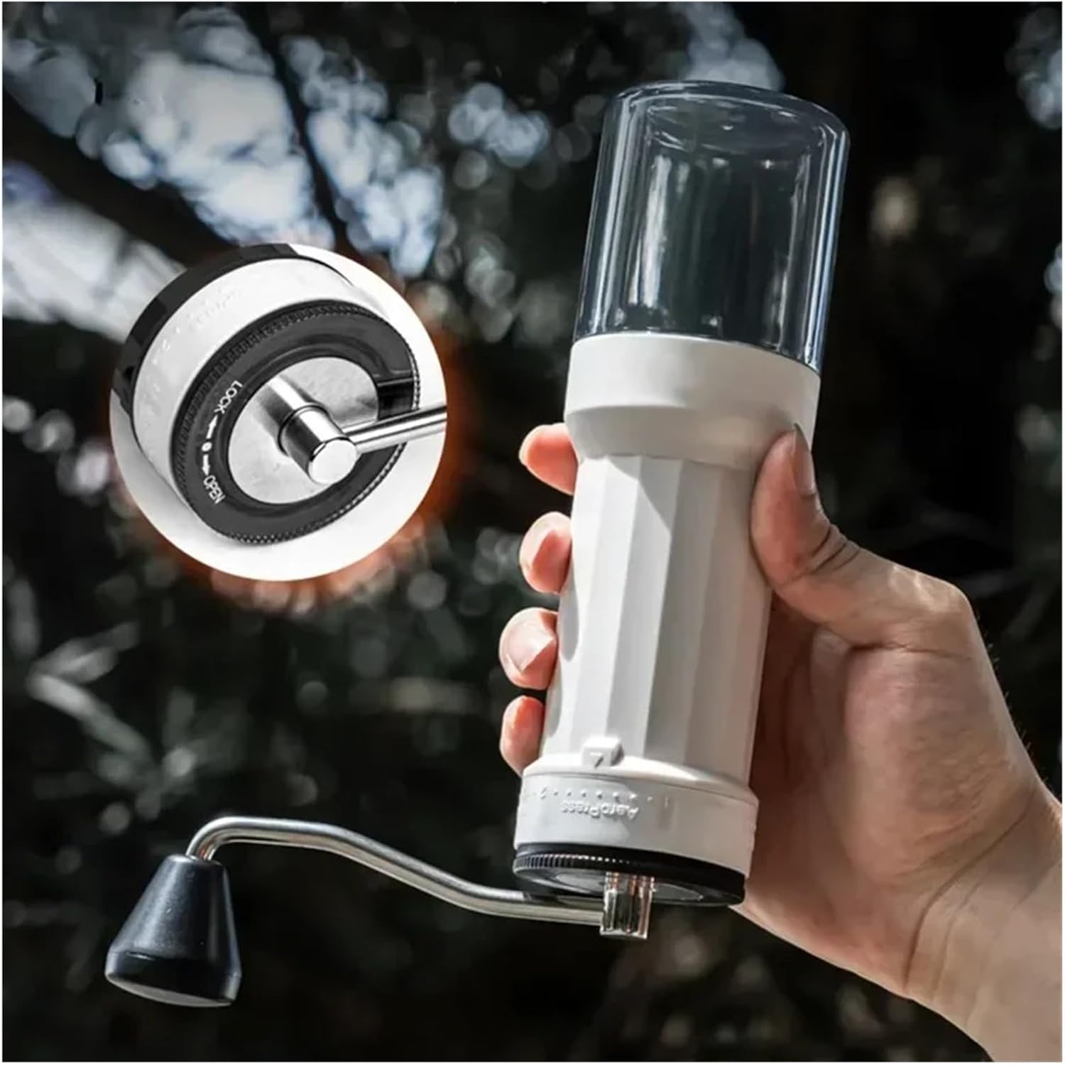 Manual Coffee Grinder Portable Hand Crank Coffee Bean Grinder with Ceramic Burr 40 Gears Adjustable Setting Coffee Grinder