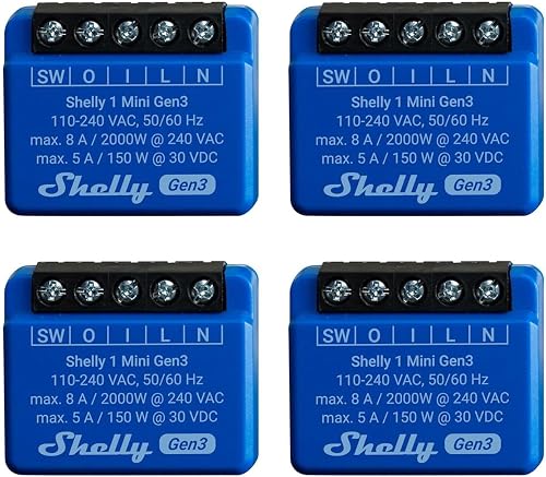 Shelly 1 Mini Gen 3 | Pack de 4 | WiFi et Bluetooth Smart…