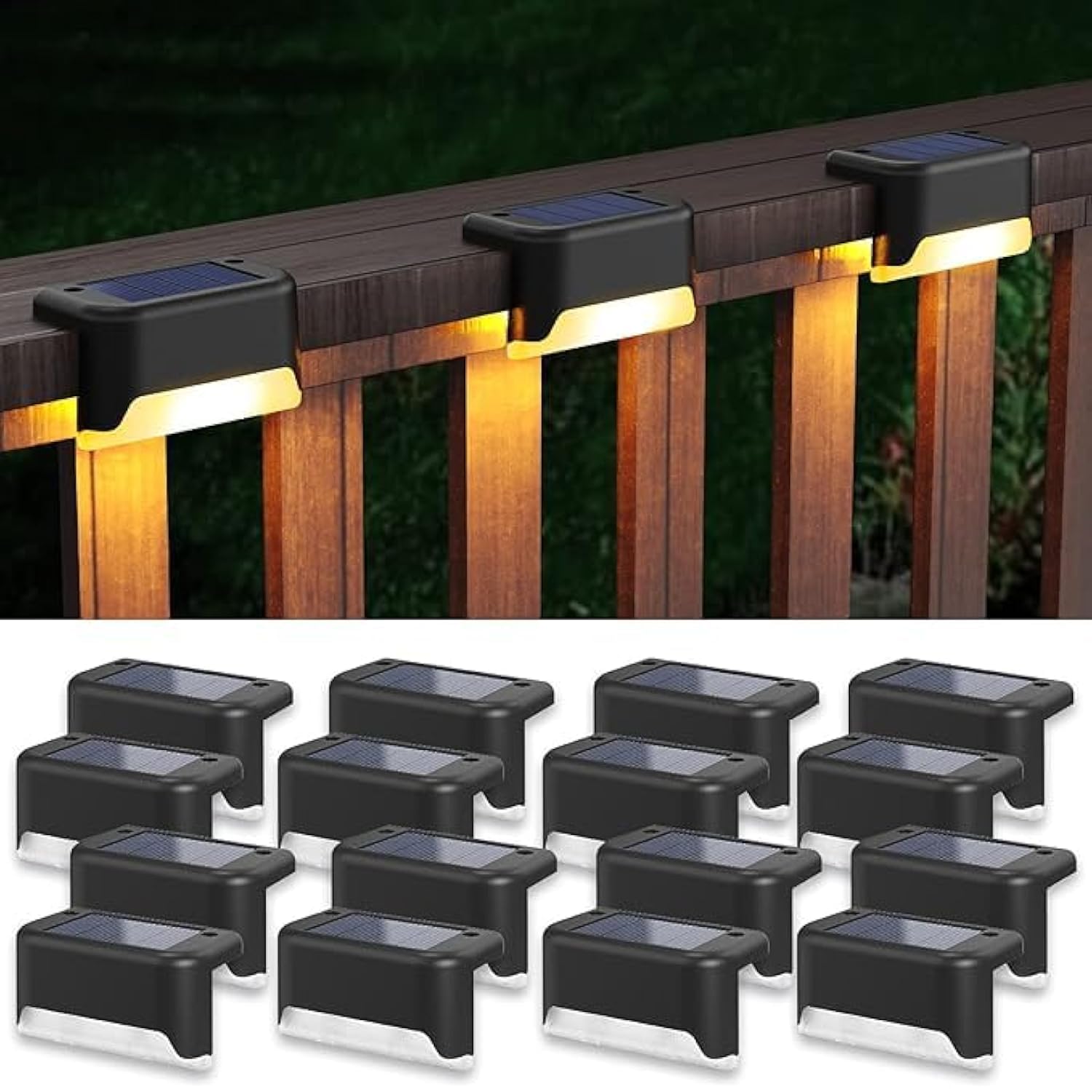 Plastic Step Solar Light Outdoor Waterproof Fence LED Exterior Light for Steps Stairs Fence Balcony Railing Garden (Pack of 4)