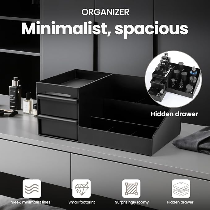 Organizador de Baño para Hombres con 7 Compartimentos y 2 Cajones miniatura 4