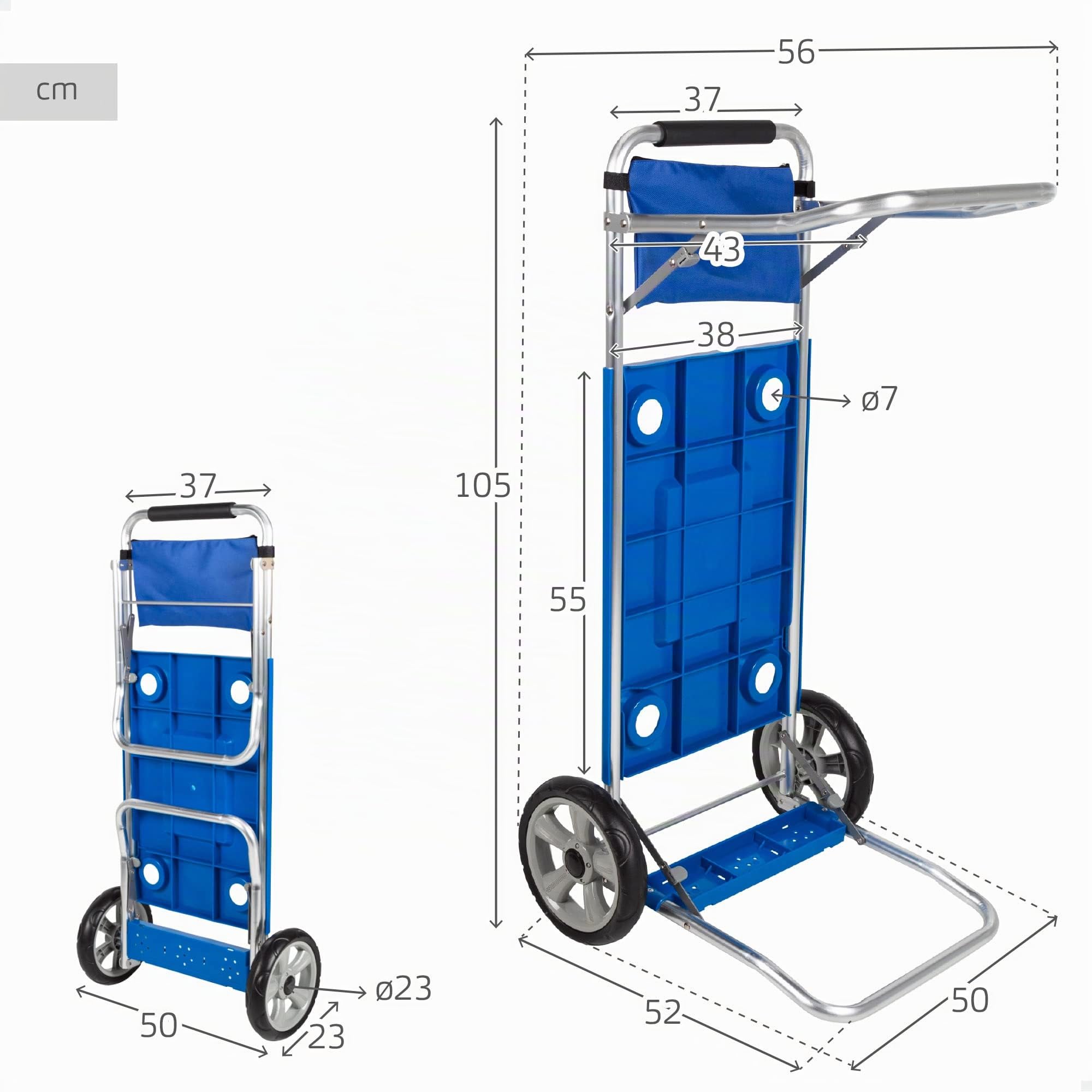 Aktive 62283 - Carrello da spiaggia pieghevole trasformabile in tavolo 2 in 1, Misure 50,5x45,5x104,5cm, Peso massimo 30kg, Custodia multiuso per spiaggia, campeggio, eventi