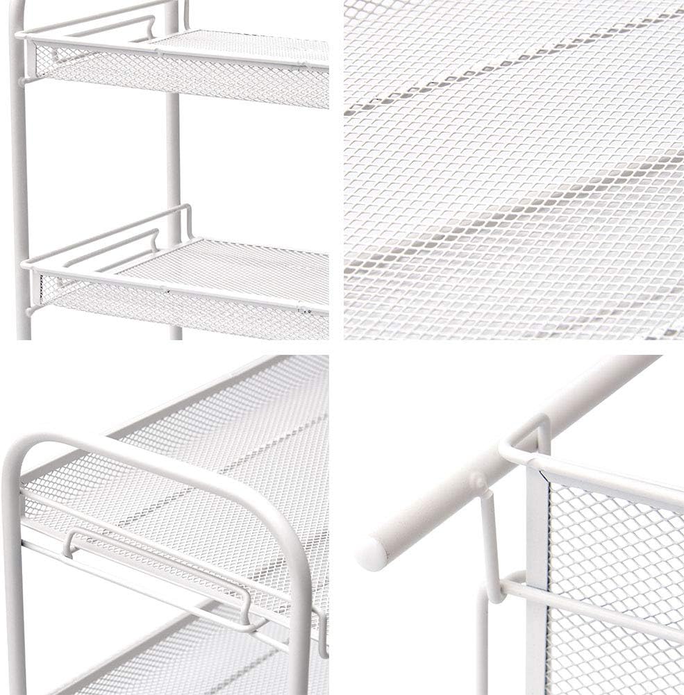 EZOWare 3-Tier Counter top Standing Rack, Kitchen Bathroom Mesh Storage Organizer Shelves - White