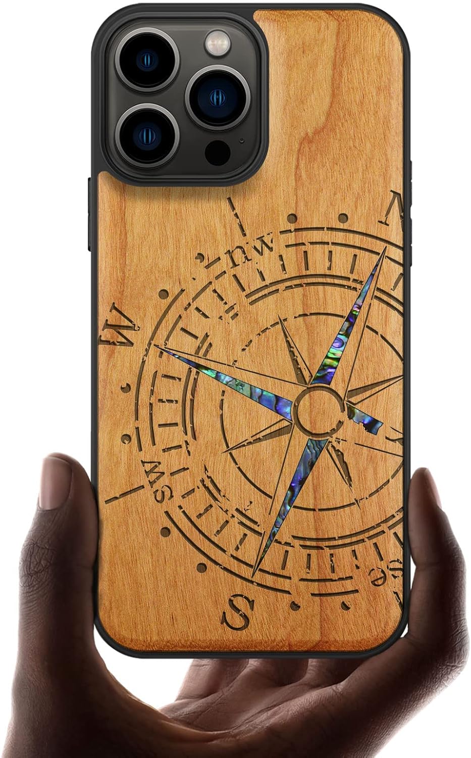 Carveit Viking-Walnut Wood Phone Case Protective Compatible with for iPhone 13 Pro Max Case | Designer, Wooden, Magnetic Cover, Wood Engraving, Shell Inlay, Compatible with MagSafe, 6.7 Inch