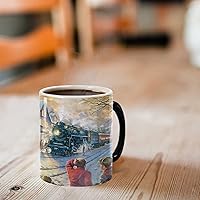 Vista 9 de Morphing Mugs Thomas Kinkade - Lionel - All Aboard for Christmas - Estación de tren - Ciudad pequeña - Una taza de cerámica que cambia
