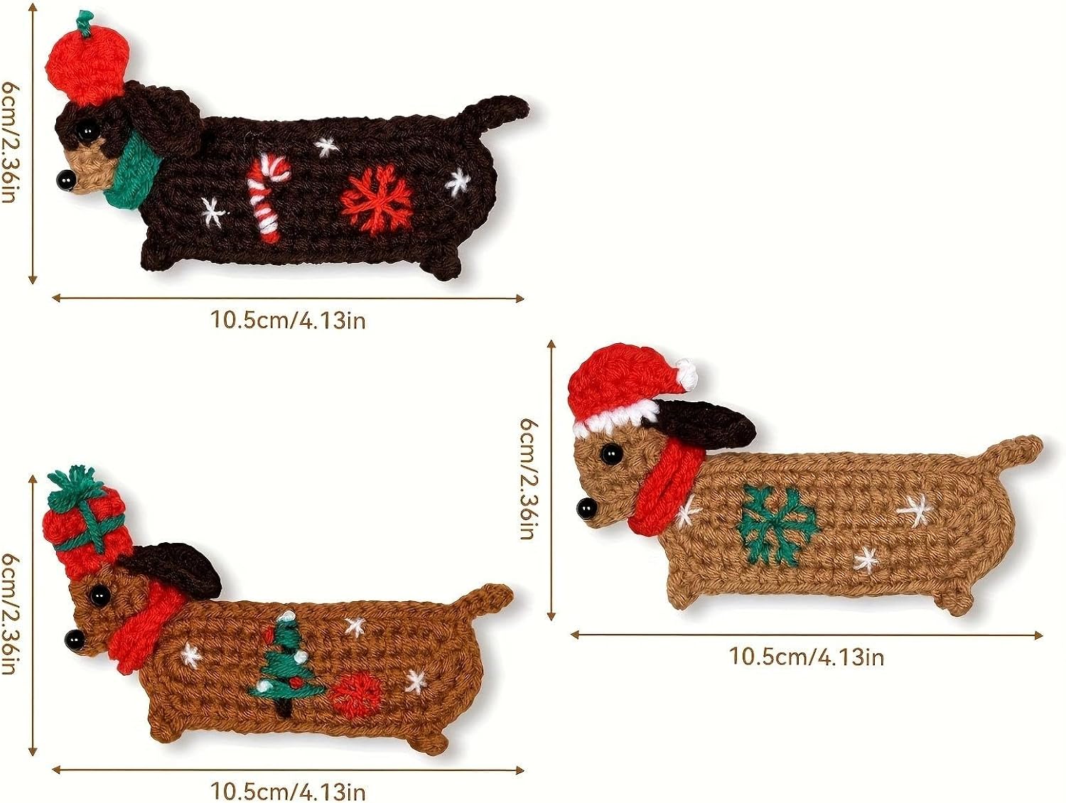 3pcs Christmas Dog Crochet Kit, Christmas Style Dog Hair Clips