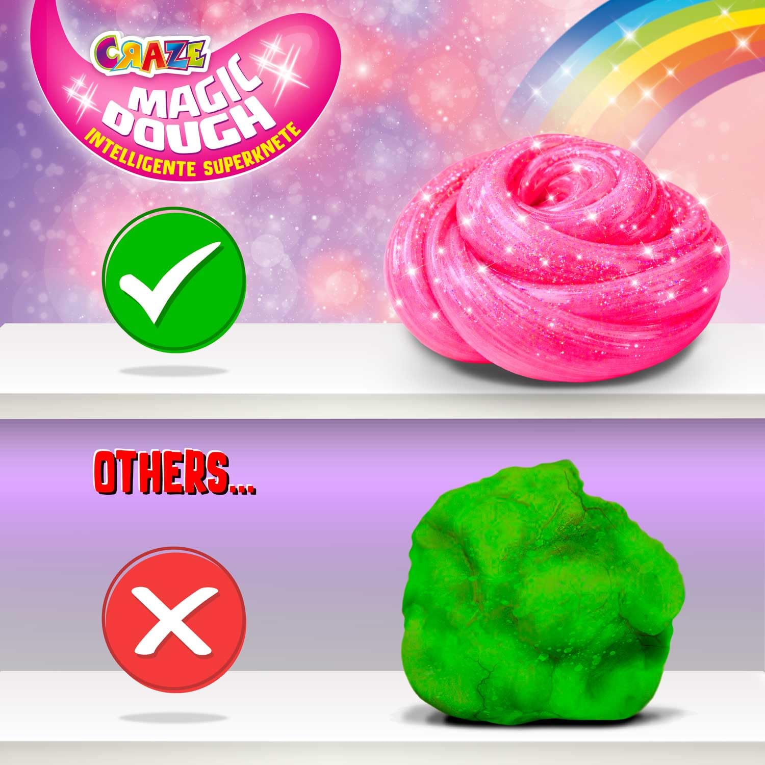 Magic Dough Expert 35306 inteligentna plastelina, różowa, jednorożec, 70 g, puszka