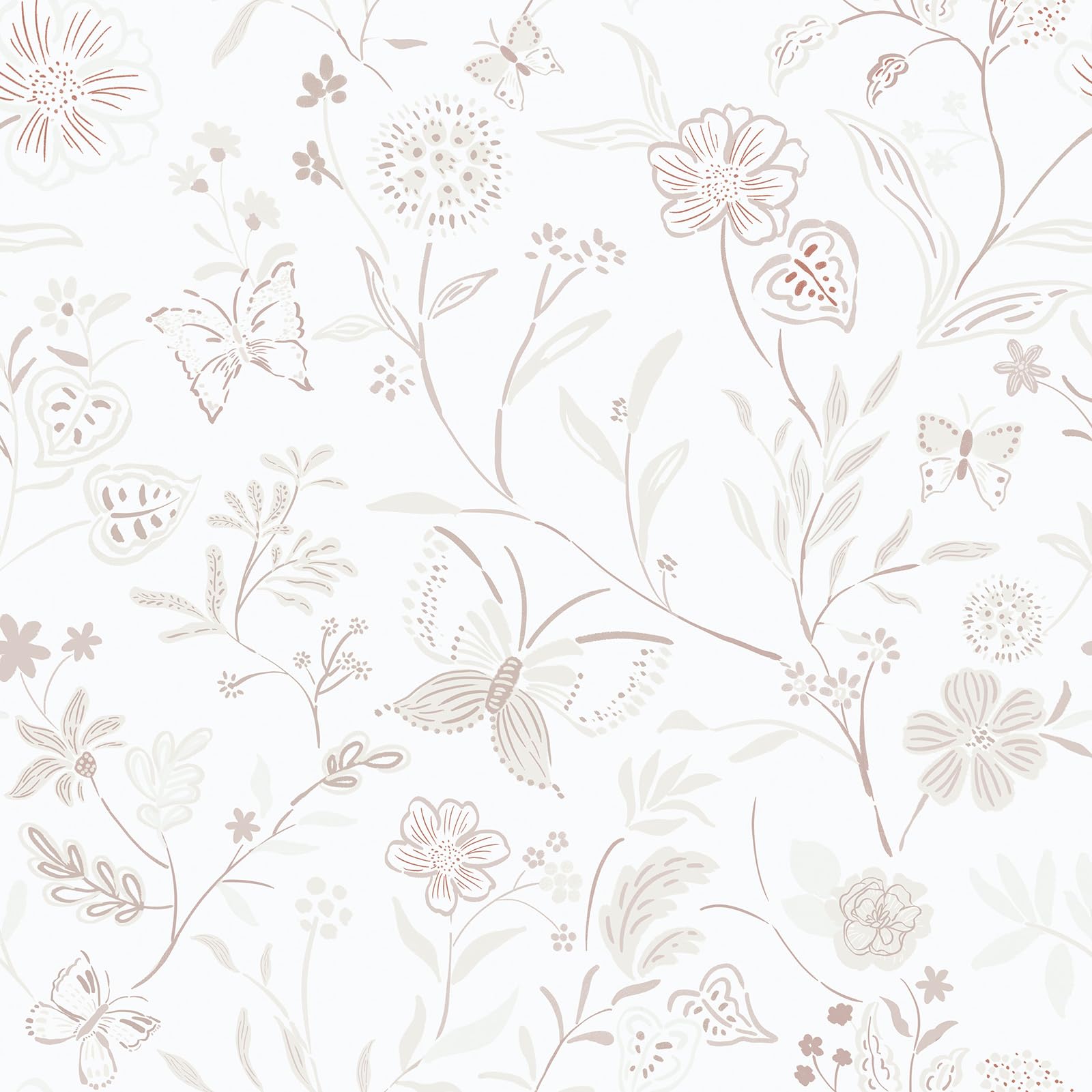 Timeet Self Adhesive Wallpaper White Floral Contact Paper 44CM×3M Waterproof Peel and Stick Wallpaper Pink Flower Sticky Back Plastic Removable Stick on Wall Paper for Living Room Kitchen Wall Cabinet — image 1