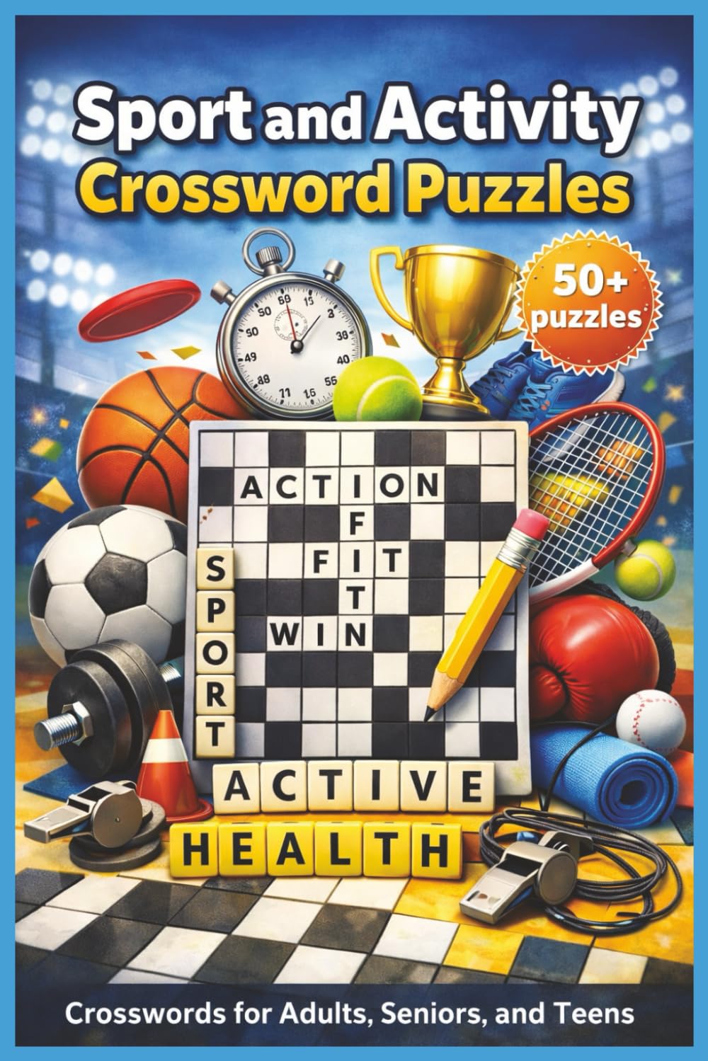 Crossword Puzzles: Sports & Activities: 50+ Fun Crosswords for Adults, Seniors & Teens — Sports, Fitness, and Activity-Themed Puzzles with Full Solutions (6×9, 120 Pages)