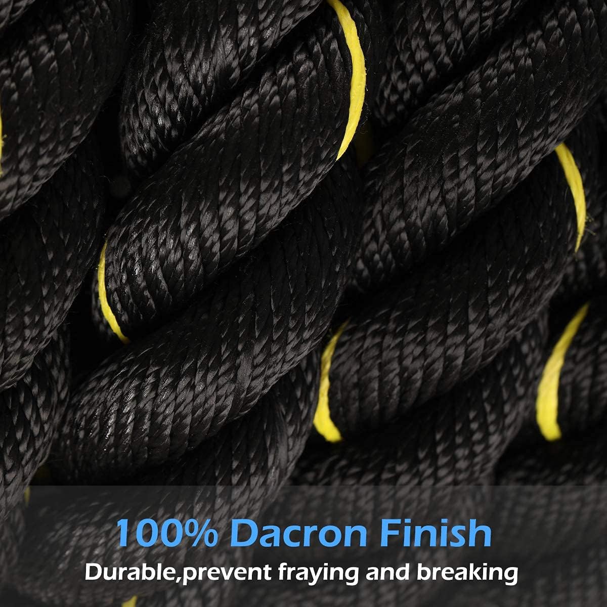 YUELIVES Battle Rope 1.5 Inch Heavy Workout Exercise Rope 30 Feet High Strength Polyester Rope for Strength Training, Home Gym Outdoor, Anchor Included : Sports & Outdoors