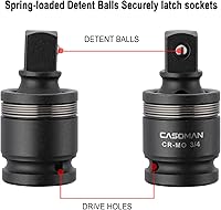 Vista 5 de CASOMAN Junta universal de impacto de 3/4 pulgadas, CR-MO, enchufes de junta en U, flexible, diseño de esquina de radio