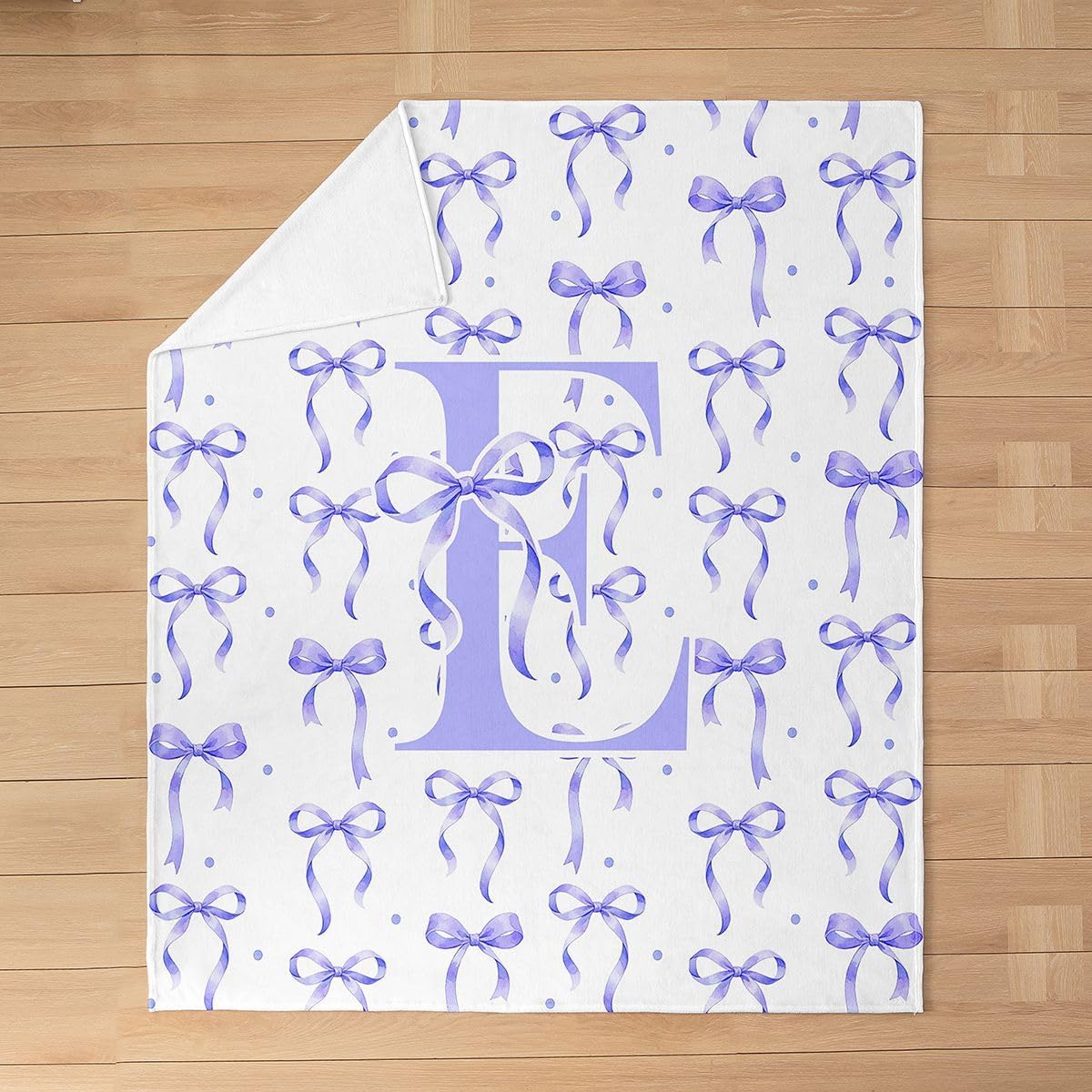 Feelyou Girls Purple Bow Flannel Blanket Plush Fuzzy Letter 'J' Print Fleece Throw Blanket for Girls Star Print Plush Lightweight Sofa Throw Elegant Girly Baby 30"x40" for Bed Couch Chair Living Room