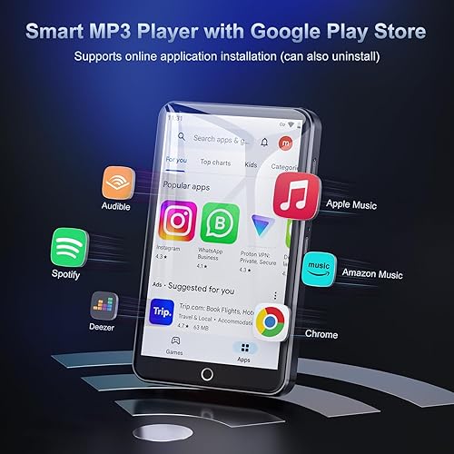 Miniatura 2 de Reproductor MP3 de 80 GB con Bluetooth y WiFi, reproductor MP4 de transmisión Android con Spotify, Tienda Music, Deezer, audible, navegador,