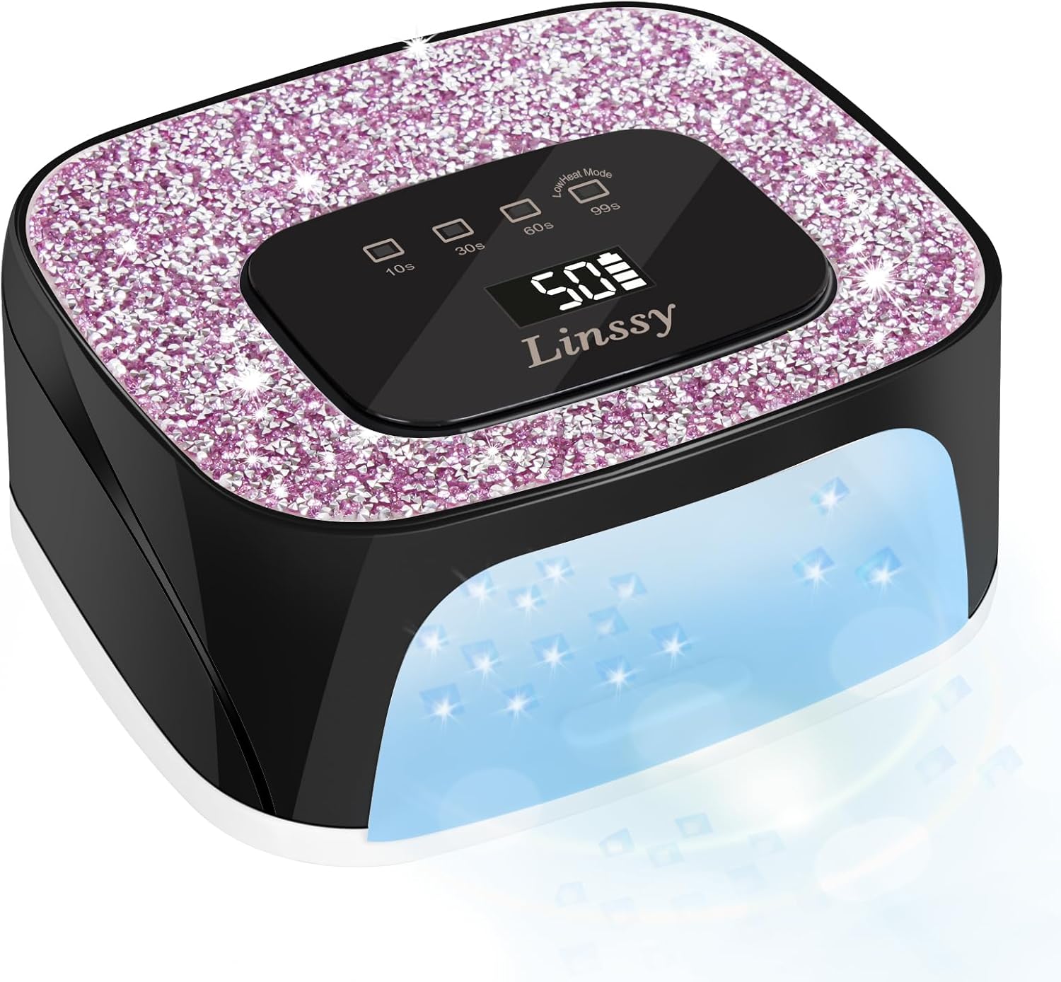 Rechargeable UV/LED Nail Lamp with Auto Sensor, Portable Cordless Gel Nail Dryer Light 4 Timings & Diamond LCD Screen, UV Light for Gel Nails at Home Salon (Black)