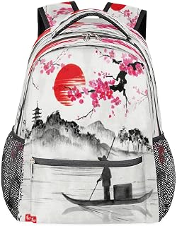 Mochilas escolares leves para meninos e meninas, pintura tradicional chinesa à prova d'água de 40,64 cm, mochilas para laptop de viagem, casual, adequado para homens e mulheres, trabalho, viagens, caminhadas, acampamento, Multicor, Medium, Mochilas Daypack