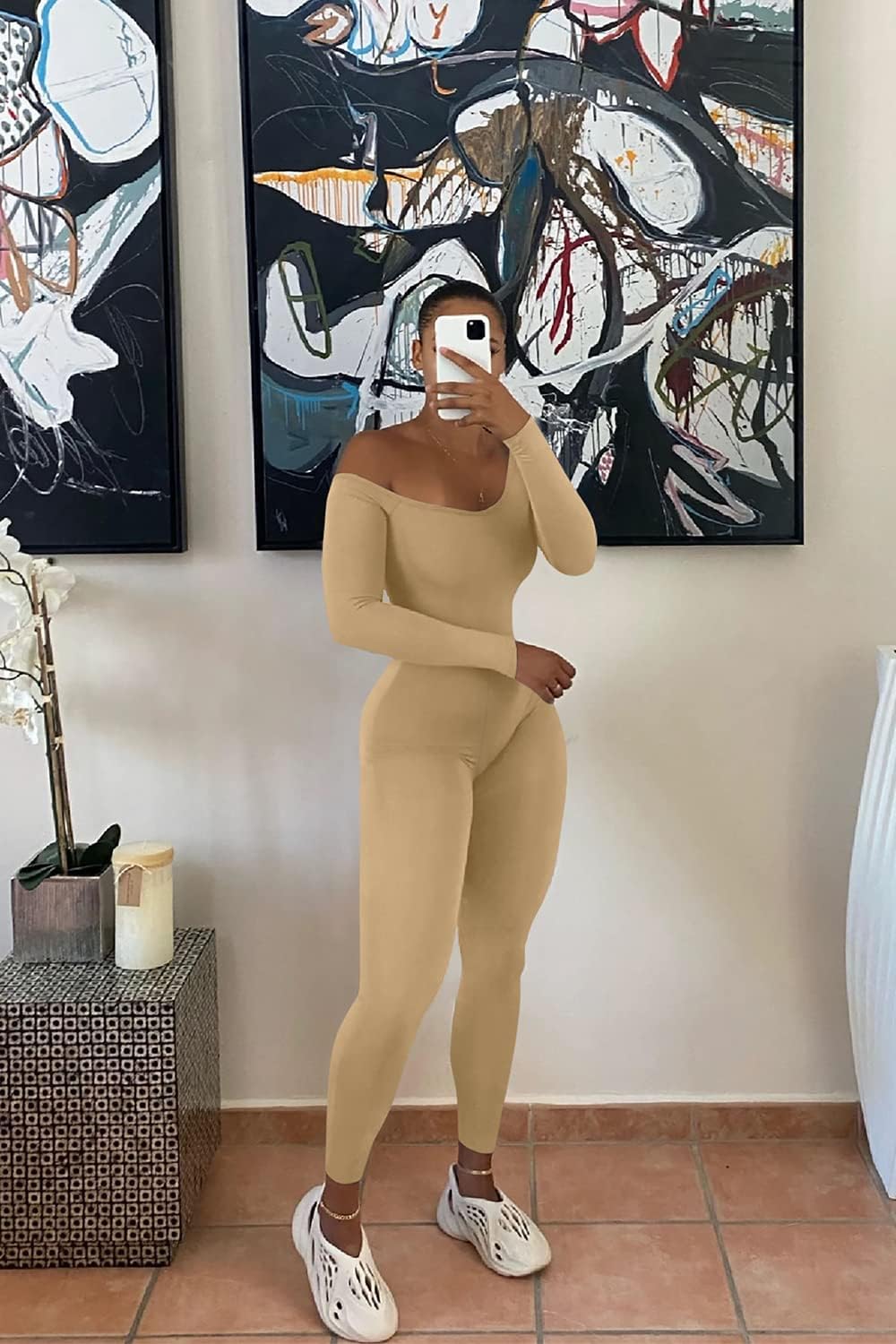 GOKATOSAU Women's Sexy Long Sleeve Bodycon Solid Outfits Club Rompers Jumpsuits - Image 5