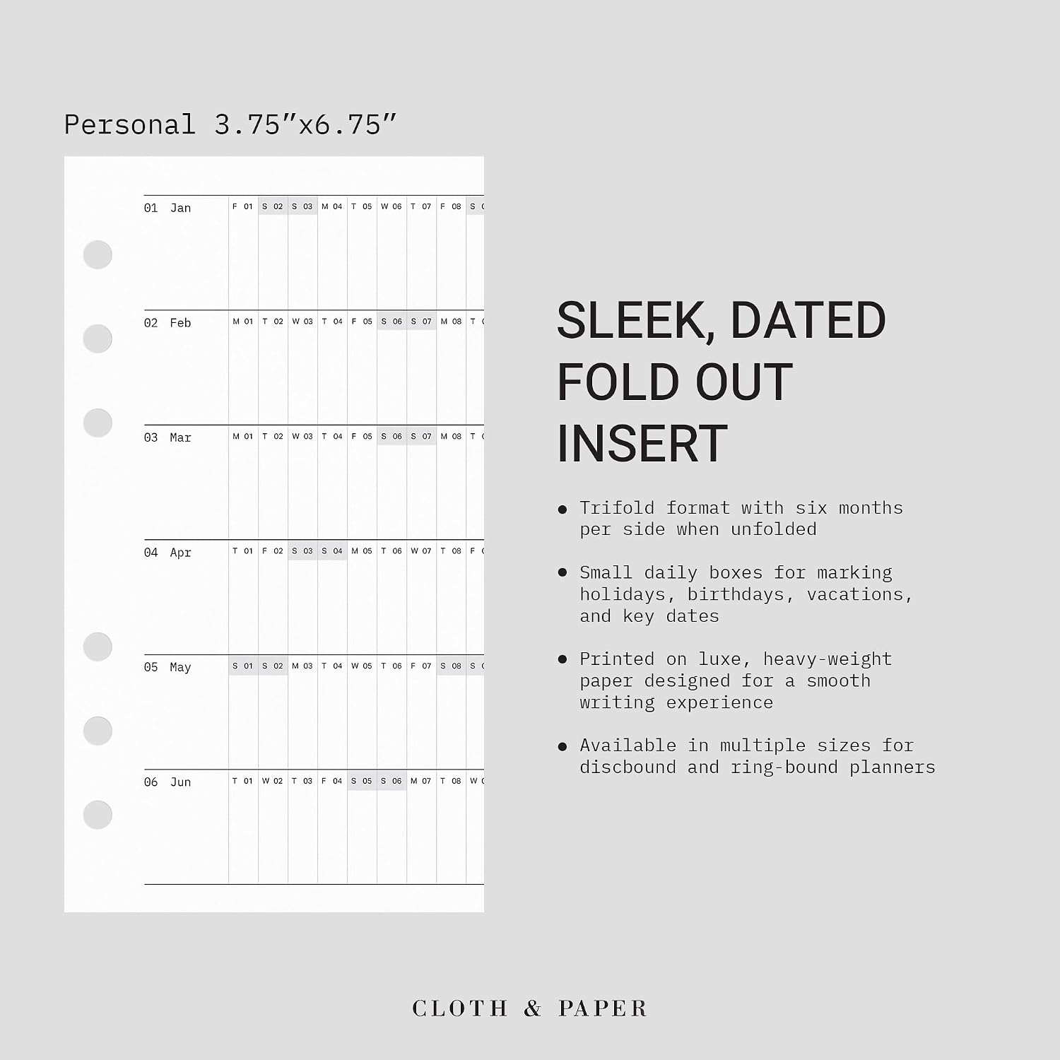 Cloth & Paper 2027 Dated Fold Out Planner Insert | Personal Size | Trifold Yearly Calendar Overview with Monthly Notes & Important Date Tracking | Annual Planning Refill for Goals, Projects & Events image 2