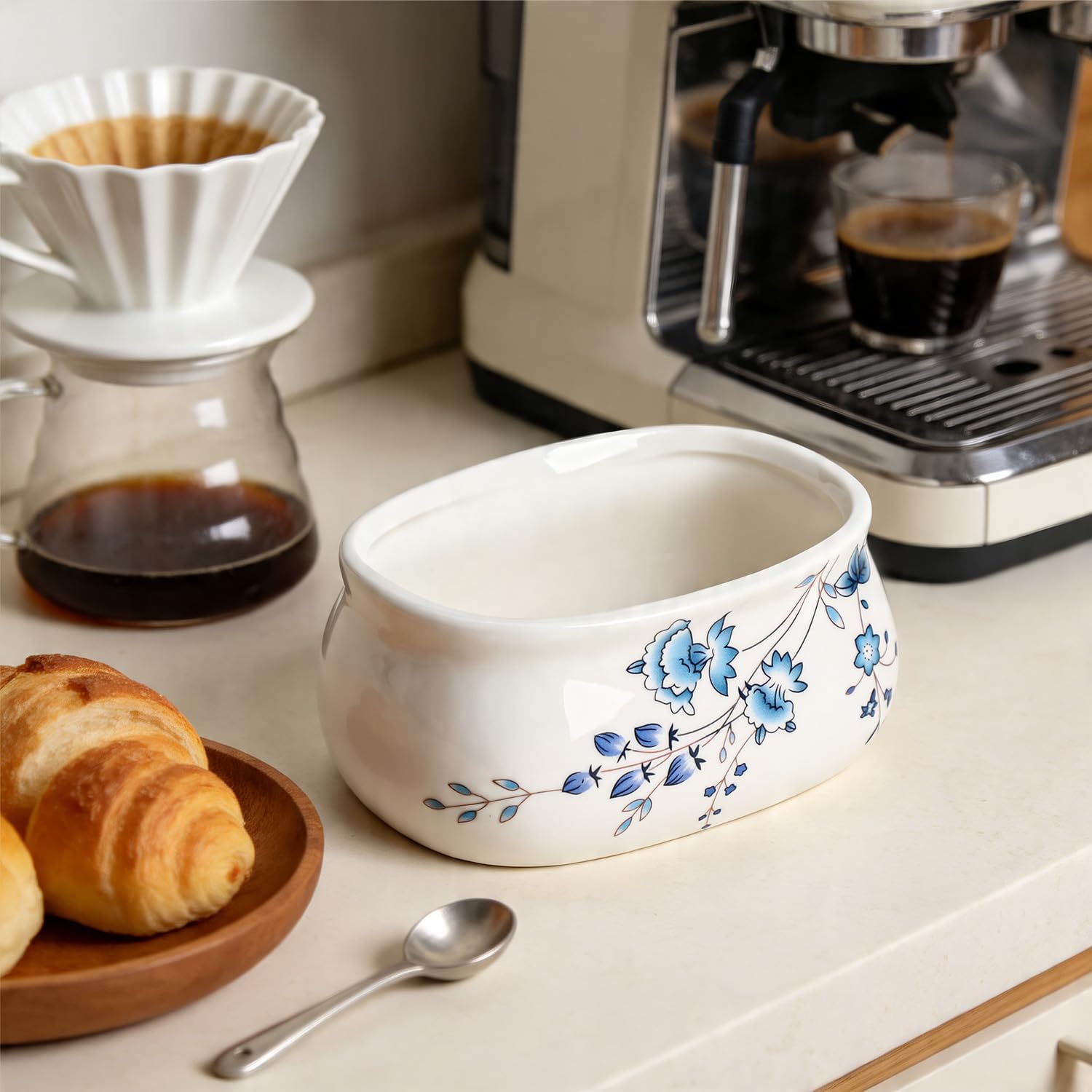 WAIT FLY Ceramic Sugar Packet Holder 4.5 OZ Sugar Bowl Tea Bag Bowl-Blue and White