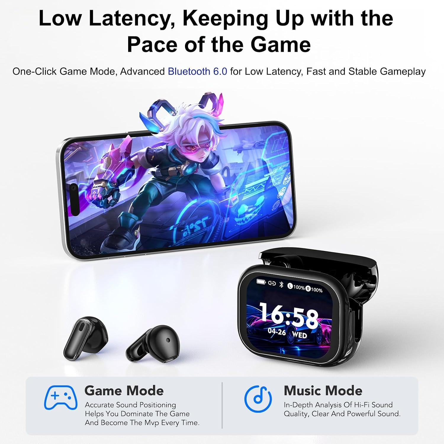 AI Real-Time Translation Earbuds, Two-Way Voice Translator Headphones, 165 Languages, Bluetooth 6.0, HD Clear Calls, 40H Playtime, IPX5 Waterproof for Travel Business Learning - NE68