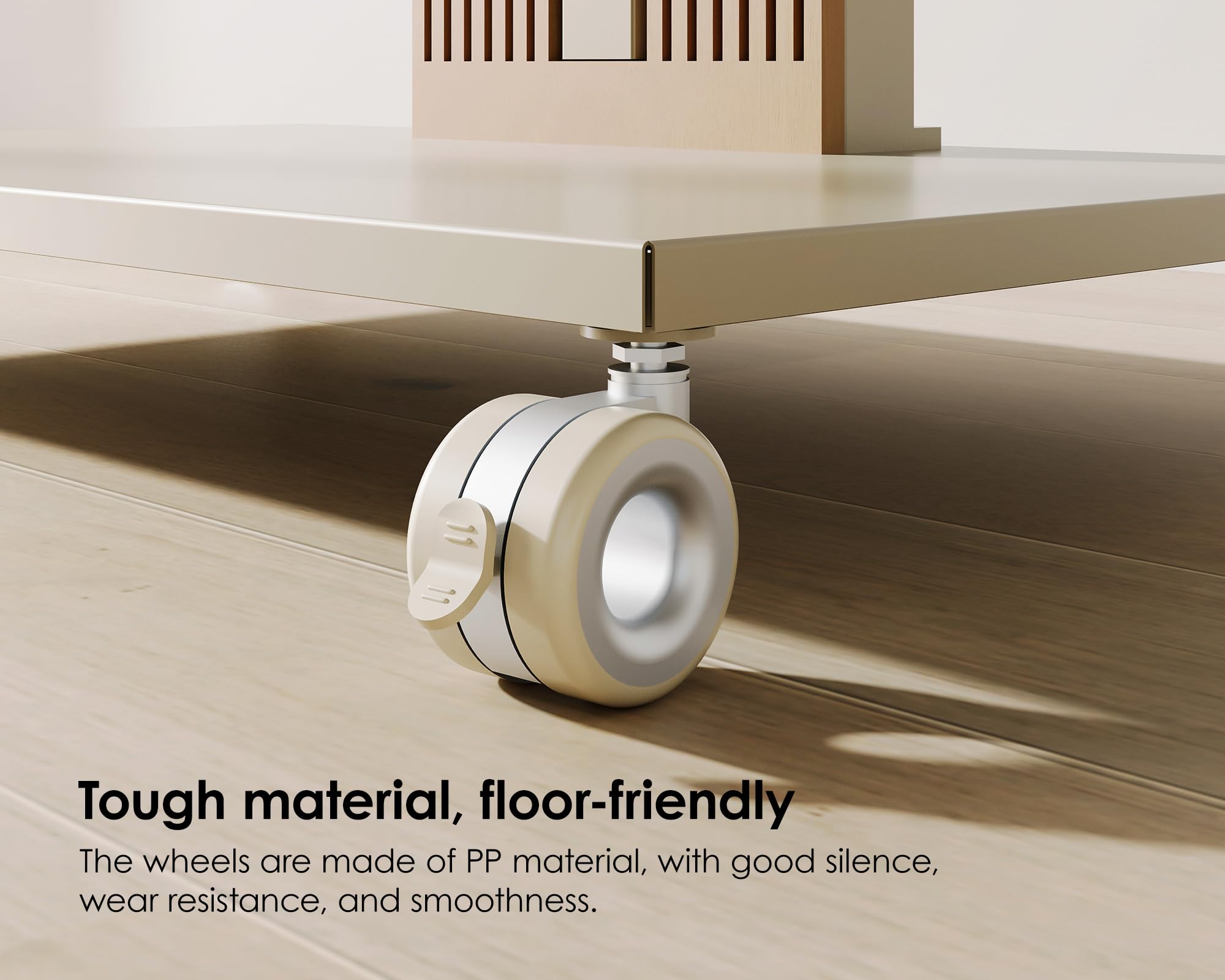 FITUEYES Ruedas para Muebles hasta 80 kg, Juego de 4 Ruedas Giratorias con Freno, Rosca M8, Ruedas para Soporte TV y Equipos (Morandi Gris)