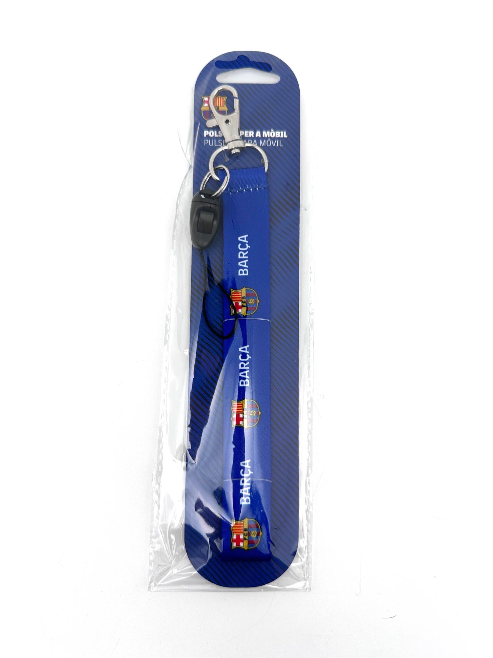 F.C. Barcelona Pulsera Lanyard Oficial 100% Poliéster Soporte Smartphone Mosquetón