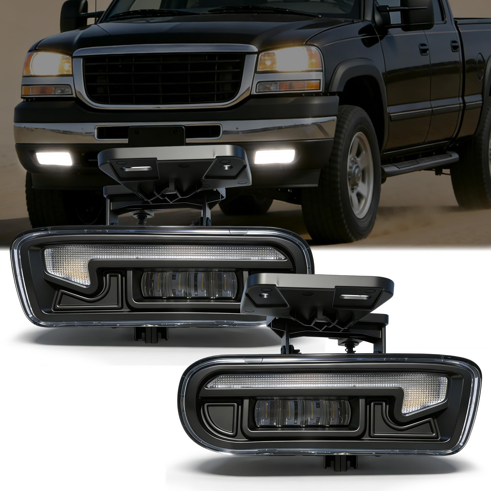 - LED Fog Lights Assembly Fitment for 1999-2002 Sierra 2000-2006 GMC Yukon/Yukon XL,Pickup Truck SUV Front Driving Fog Lamps Kit Clear Lens, 1 Pair DOT