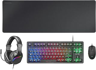 Mars Gaming MCP-RGB3, Idioma Español, Pack RGB Teclado Fixed, Ratón Flow 3200 dpi, Auriculares Over-Ear, Alfombrilla XXL, Negro