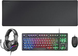 Mars Gaming MCP-RGB3, Pack Gaming Teclado Fixed RGB + Ratón Gaming RGB Flow 3200 dpi + Auriculares Over-Ear RGB + Alfombrilla XXL, Negro, Idioma Español