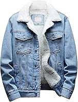 Omoone Men's Sherpa Fleece Lined Denim Trucker Jacket - Thick Warm Lapel Jean Coat for Winter