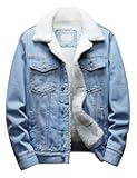 Men's Lapel Sherpa Fleece Lined Thicken Denim Jean Trucker Jacket Coats