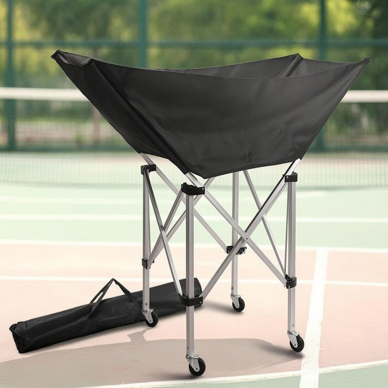 Milageto Plegable para Recogida Pelotas con Estructura Metálica Estable y Cesta Malla Transpirable con Ruedas Suaves para Movilidad Sencilla Acuado para Entrenamientos Diarios y Competiciones