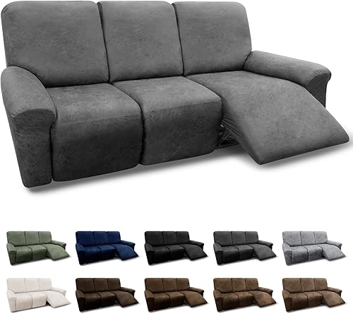 Miniatura 100 de Fundas para sillón con cojines en forma de T de 2 piezas, apariencia de cuero, funda para sofá, funda para silla, protector elástico para muebles,