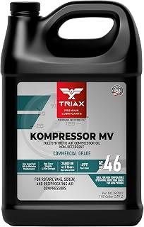 Kompressor MV ISO 46, Multi Vis, Full Synthetic Air Compressor Oil, Non-Detergent, Rotary, Vane, Screw, Reciprocal, High Temp, 20,000 Hour Life (1 Gallon)