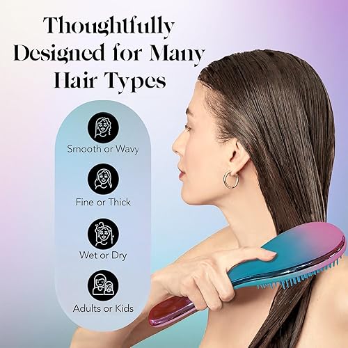 Miniatura 7 de Cepillo desenredante definitivo para cabello grueso, rizado, liso y natural. Cepillo desenredante seco y húmedo sin dolor para mujeres, niños y