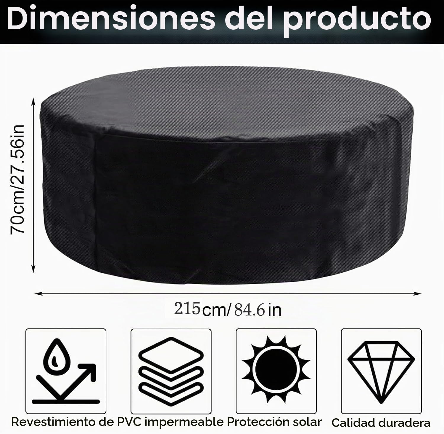 Spa Hinchable Funda de Protección para Redondos, Lona de Protección para Piscina Térmica Redonda de Jardín, Resistente a Rayos UV Oxford 210D