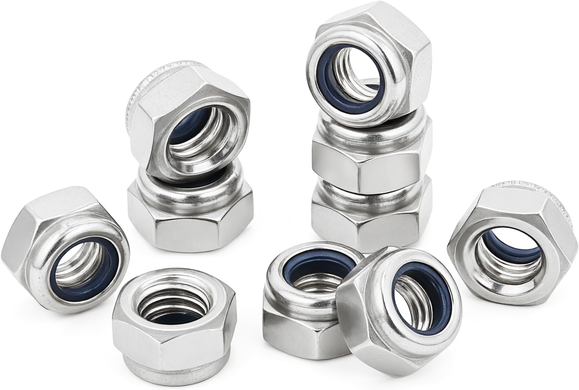 M4 Stainless Steel Lock Nuts,4mm Self Nylock Locking Nuts with Nylon Inserts (Pack of 100)