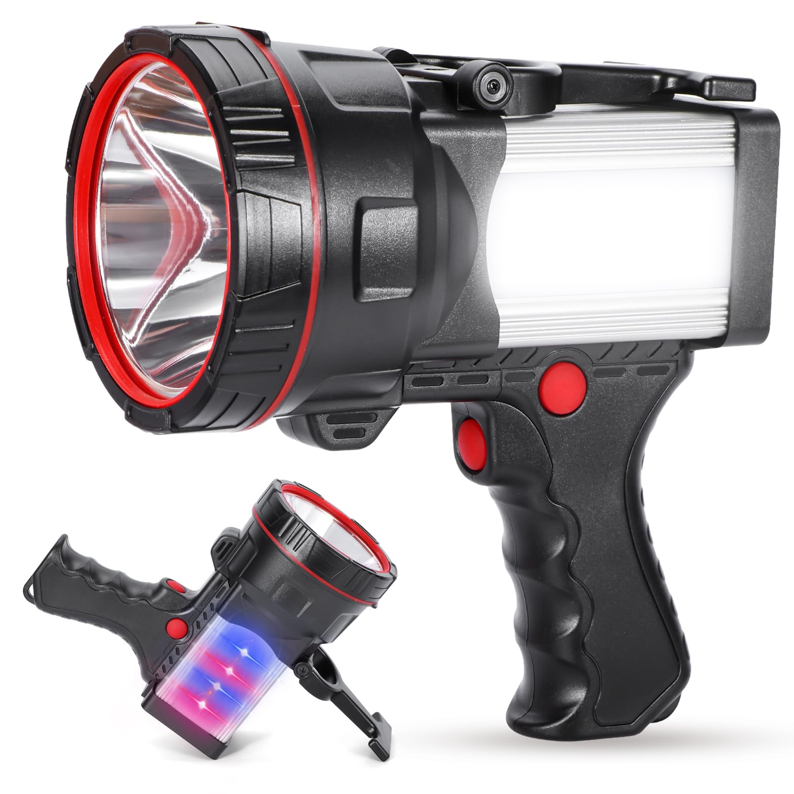 Linterna LED recargable de mano superbrillante de larga duración con cargador de salida USB para exteriores (luz blanca)